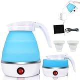 Piashow Wasserkocher Faltbar, 600ml Camping Wasserkocher Mini...