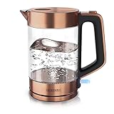 Arendo - Glas Wasserkocher Edelstahl - 1,7 Liter - 2200W - Cool Touch...