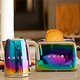 AKIS La Fête Design Toaster und Wasserkocher Set aus Edelstahl in...