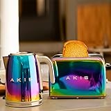 AKIS La Fête Design Toaster und Wasserkocher Set aus Edelstahl in...