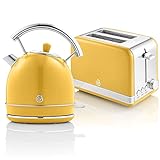 Swan Retro Set Frühstückswasserkocher 1,8L Kabelloser Wasserkocher...