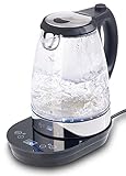 Rosenstein & Söhne Wasserkocher LED: Digitaler Glas-Wasserkocher,...