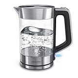 Arendo - Glas Wasserkocher Edelstahl - 1,7 Liter - 2200W -...