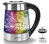 Glas Wasserkocher mit Teesieb und Kalkfilter | 1,7 Liter |...