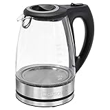 Clatronic WKS 3744G Wasserkocher, 1,7 Liter, Glas/Edelstahlgehäuse,...