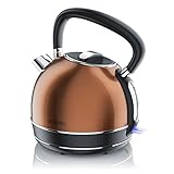 Arendo - Wasserkocher Edelstahl - Teekessel Retro Style - max. 2200W -...
