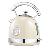 Wiltal Wasserkocher Retro, Edelstahl Design-Wasserkocher aus...