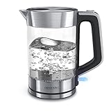 Arendo - Glas Wasserkocher Edelstahl - 1,7 Liter - 2200W -...