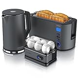 Arendo - Wasserkocher mit Toaster und Eierkocher SET Edelstahl Cool...
