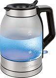 ProfiCook Wasserkocher 1,7 Liter mit satiniertem Glas | blau...