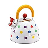 SHANGZHER Wasserkessel Induktion Whistling Teekessel, Polka Color Dots...