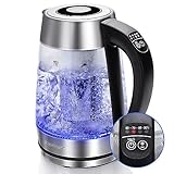 Aigostar Glas Wasserkocher mit Temperatureinstellung 1,7L, 2-in-1...